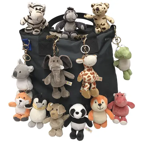 Cute Cartoon Animal Plush Keychain 15Cm Turtle Elephant Tiger Lion Hippo Raccoon Bulldog Cat Penguin Monkey Plush Toy