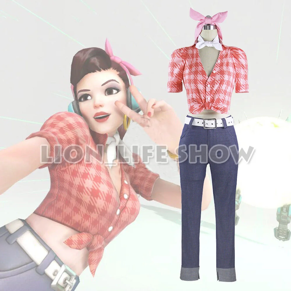 

OW DVA D.va Anniversary Cruiser Rockabilly Cosplay Costume Outfit