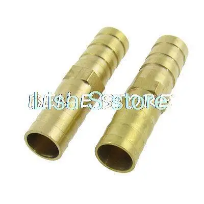 

2 x Gold Tone Brass 10mm Gas Hose Straight Connector Joiner