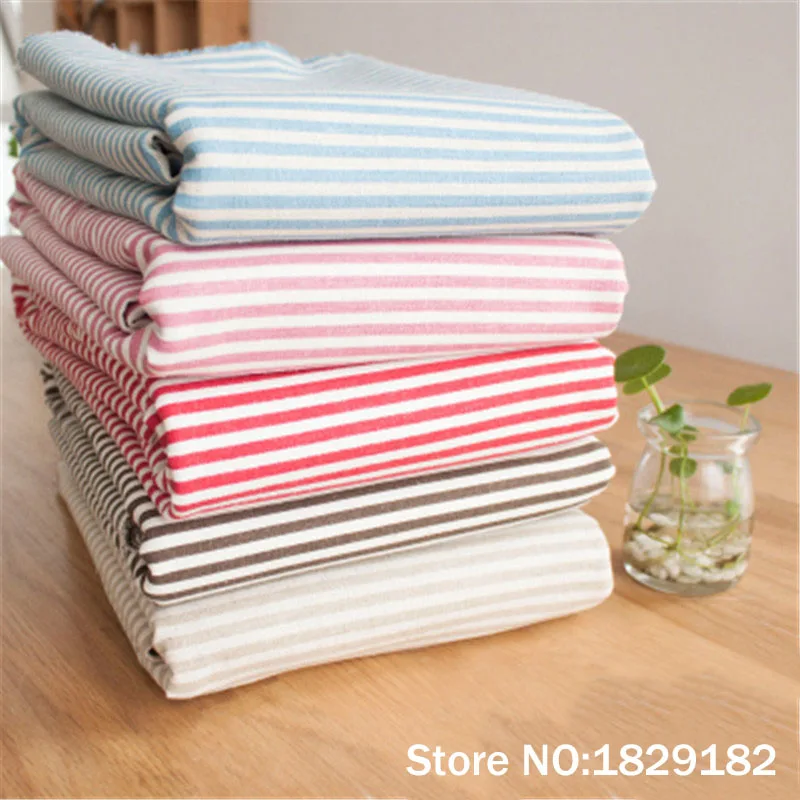 100x150cm Zakka 5 color stripes  cotton linen Fabric Burlap for Sewing Textile Quilting Diy for pillow curtain Purse