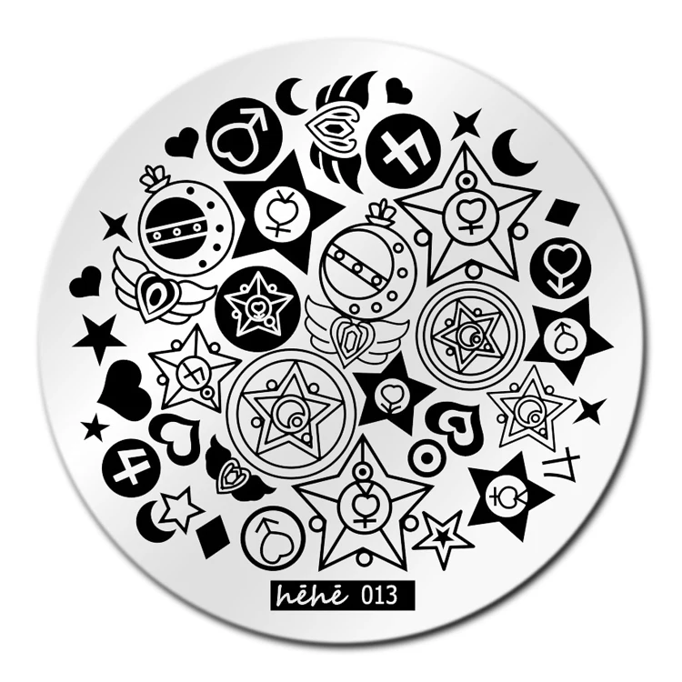 Star Moon Nail Art Stamping Template Image Plate hehe013 Nail Stamping Plates Manicure Stencil Set For Nail 3D Steel Stamping