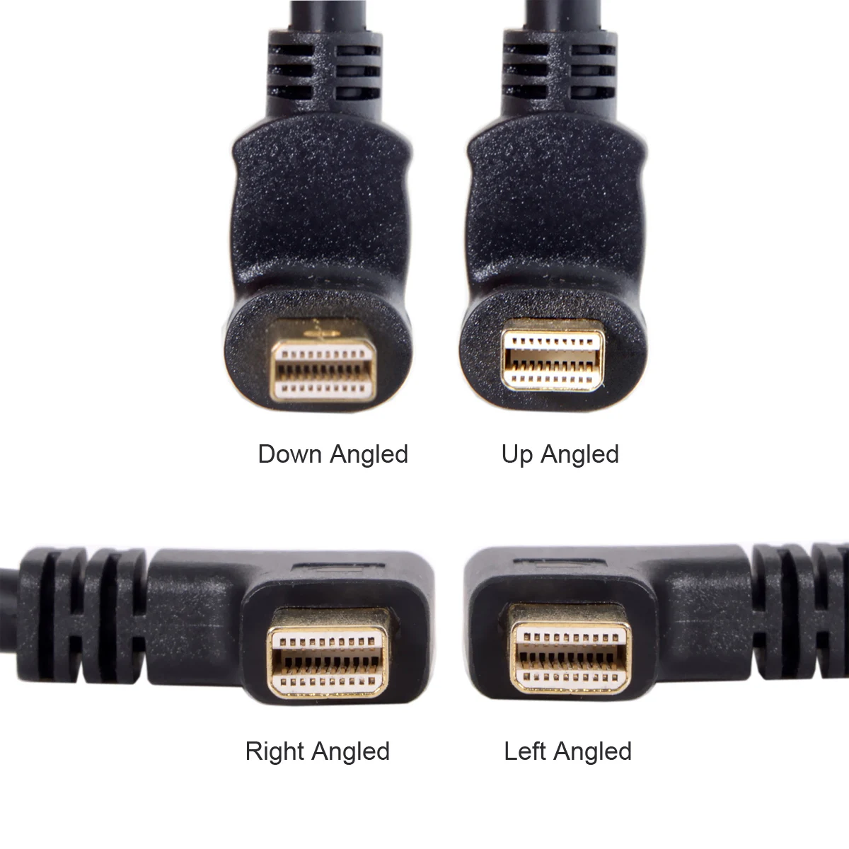 25CM Standard DP DisplayPort Female to Right Left Up Down Angled Mini DP DisplayPort 90 Degree Cable for Displays Monitors