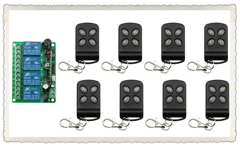 dc12v-4chリレー10a-rfワイヤレスリモートコントロールスイッチシステム1-レシーバー-8-トランスミッタ無線照明スイッチ用スマートホーム