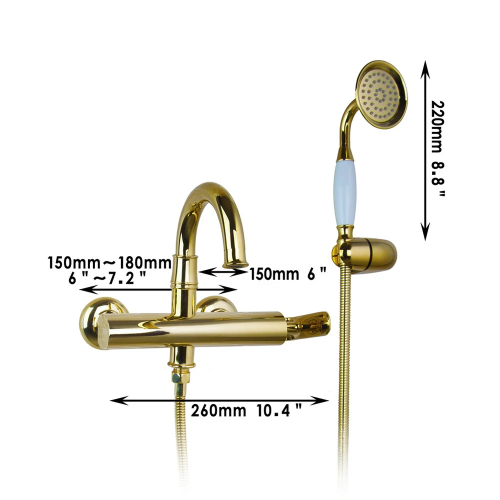 KEMAIDI Shower Set Faucet Mixer Rain Tap Head Wall Chrome Hand Tub Mount Bathroom Sprayer Rainfall Valve Gold Finished 2018 New