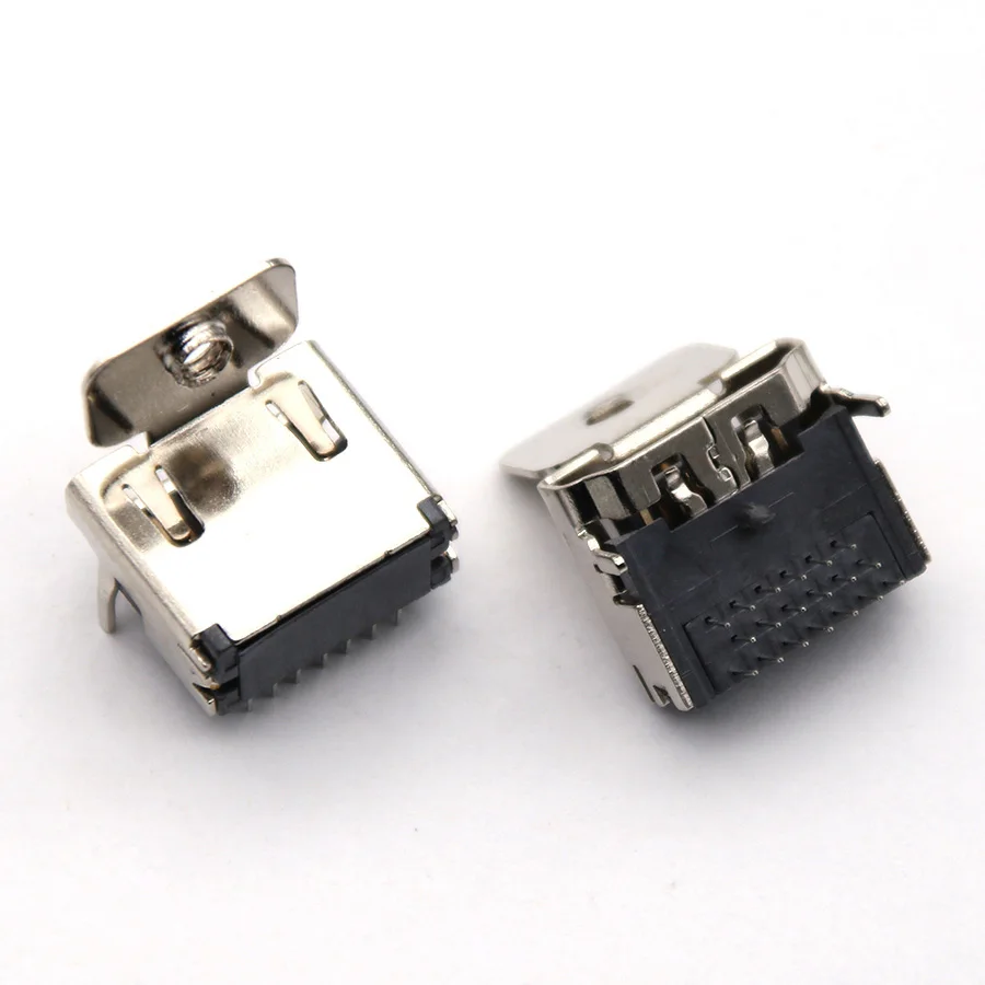 1pc 19 pin Jack Female Socket HDMI-compatible interface connector 90 degree 3 rows pin (7pin+6pin+6pin) With fixed screw holes