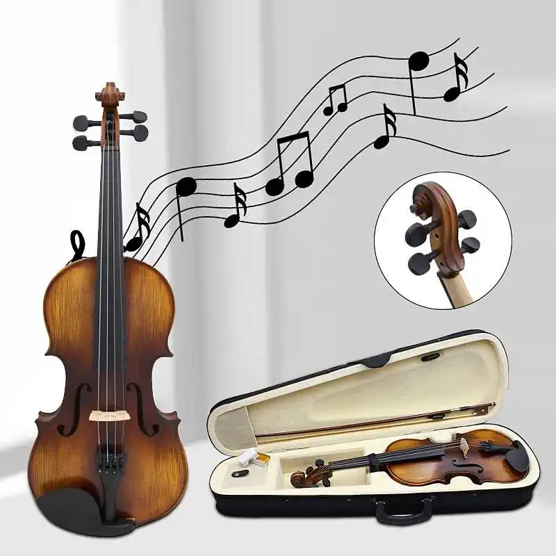 4/4 High-grade Spruce Solid Wood Astonvilla AV-506 Vintage Violin Case Bow Rosin Set  for Beginners Professional Players Bow