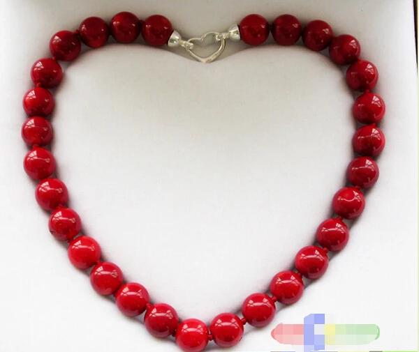 

shipping@@@@@ REAL 18" 14MM NATUREL RED CORAL BEAD NECKLACE Fine Factory direct