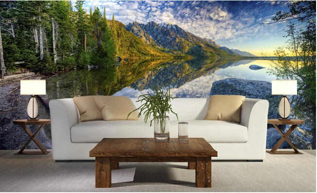 The latest 3D wallpaper, de parede Papel, the landscape of mountains and rivers,living room sofa TV wall, bedroom wall paper.