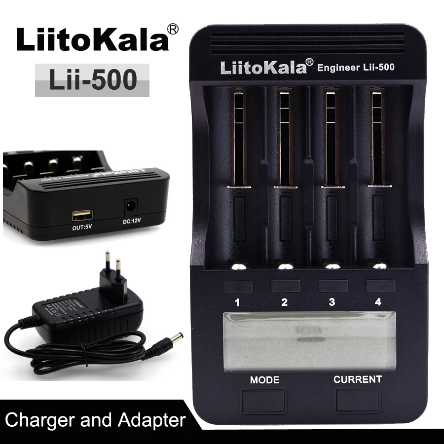 Liitokala Lii500 LCD Battery Charger, Charging 18650 3.7V 18350 18500 16340 25500 10440 14500 26650 1.2V AA AAA NiMH Battery