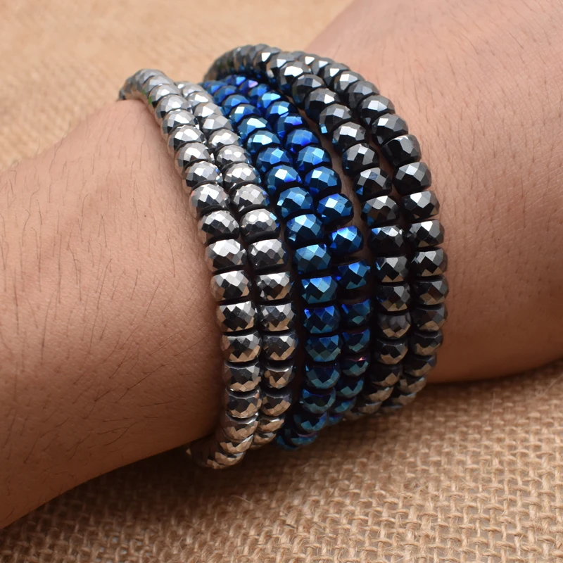Natural Stone Beads Faceted Shape Round Hematite Beads 15inch 2/4/6mm Loose Spacer Round Beads For DIY Jewelry Making Bracelet