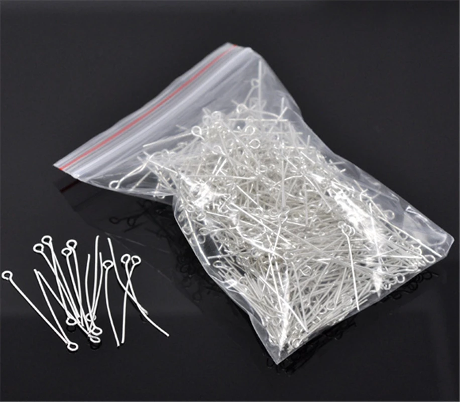DoreenBeads 450PCs Silver color Eye Pins 30x0.7mm(21 gauge) (B01726), yiwu