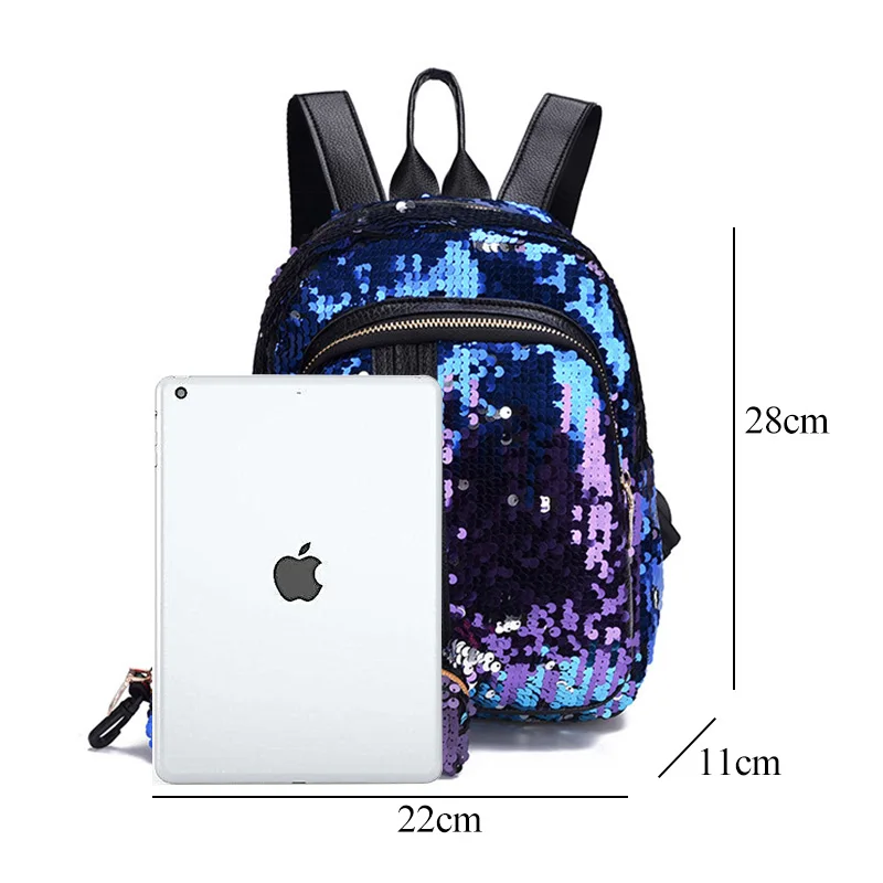 2pcs/set New Sequins Women Backpack for Teenage Girl Fashion Bling Rucksack Student School Bag with Pencil Case Clutch Mochilas