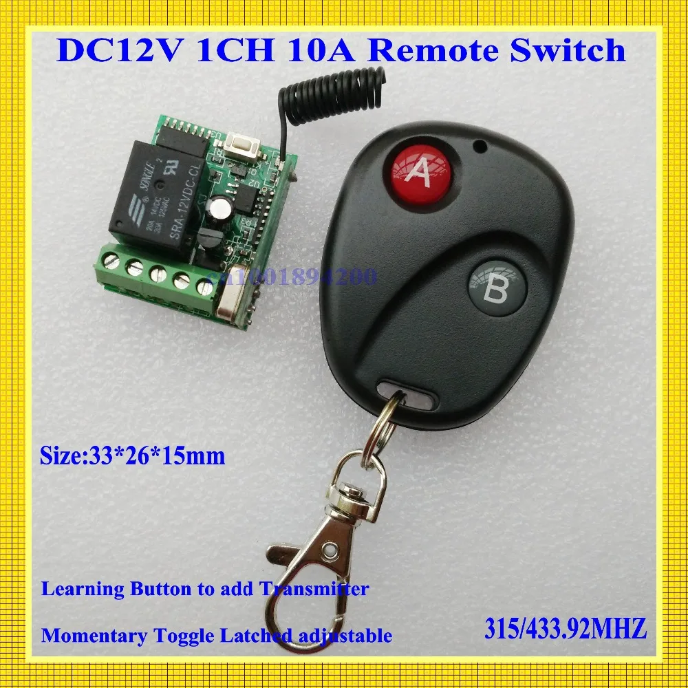 

12V 1CH 10A Relay Receiver Transmitter Door Access Remote Switch LED SMD Power Wireless Controller NO COM NC Remote ONOFF Switch