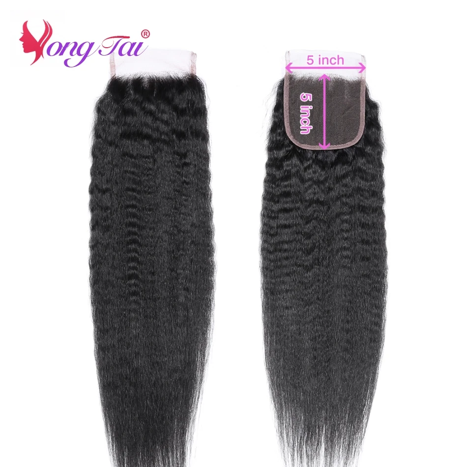 

YuYongTai Hair 5*5 Lace Closure Brazilian Non Remy Human Hair Curly Closure 8-20inch Kinky Straight Fast Shipping