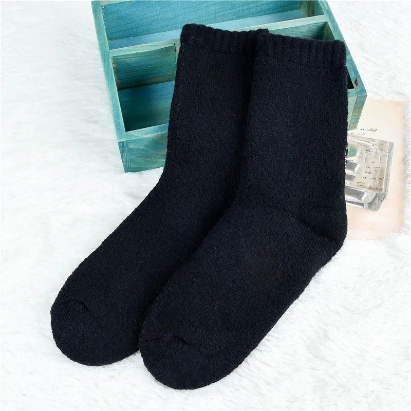 3 Pairs Men\'s Winter Socks Canada 30 Degrees Below Zero Resist Cold Wool Socks For Men Thicken Pile Socks Solid Color Warm Meias