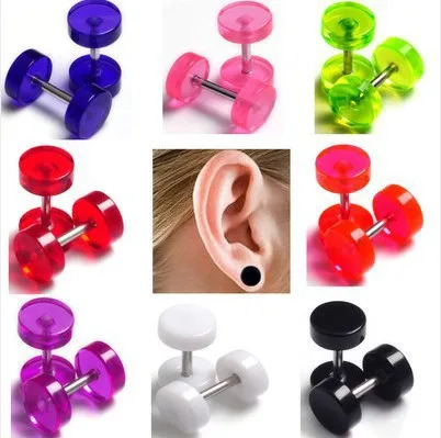 Wholesale 16Pcs/lot Acrylic Barbal Ear Plugs Tunnel Transparent Ear Expander Stretchers Ear Tragus Piercing Kit Body Jewlery 8mm