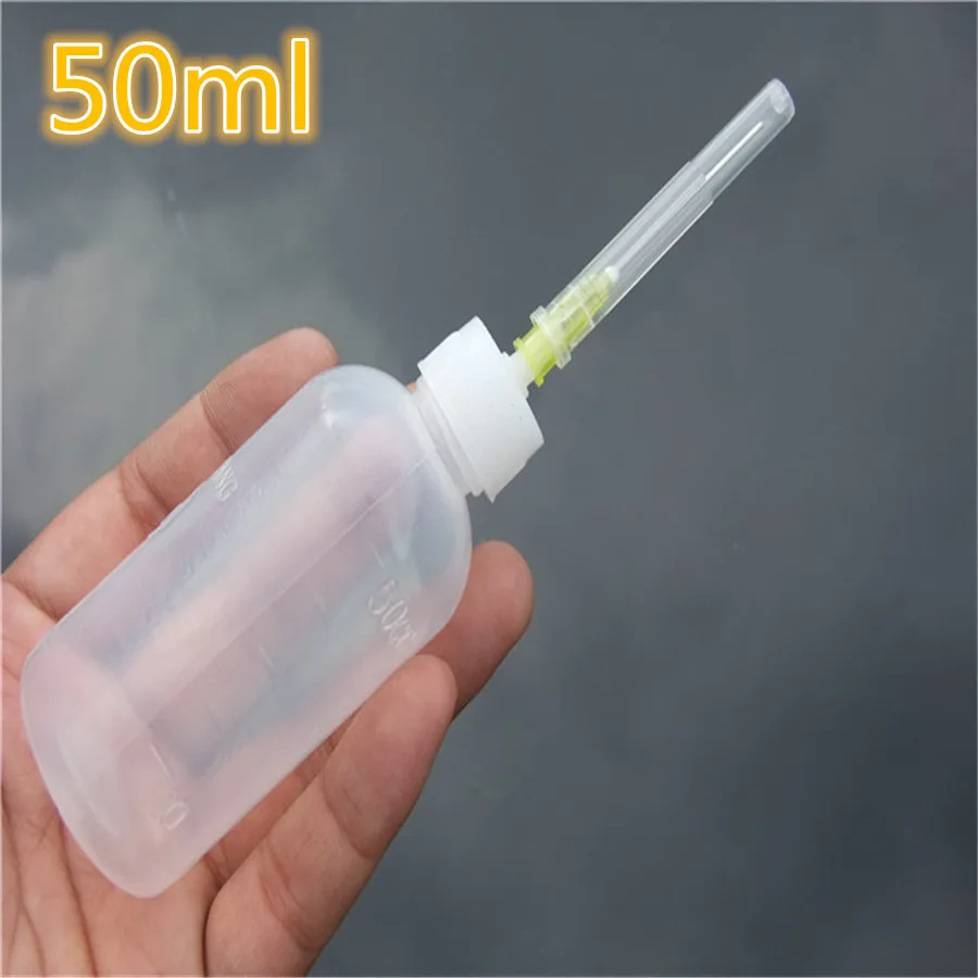 K860b 50ml Plastic Dispensing Bottle with Syringe Needle Multifunction Glue Alcohol Paint Bottle DIY Model Free Shipping Russia