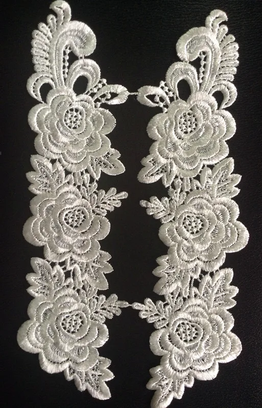 31.5cm*10cm polyester mirrored embroidery flower applique, embroidery lace patches,veil applique,BQ0725B