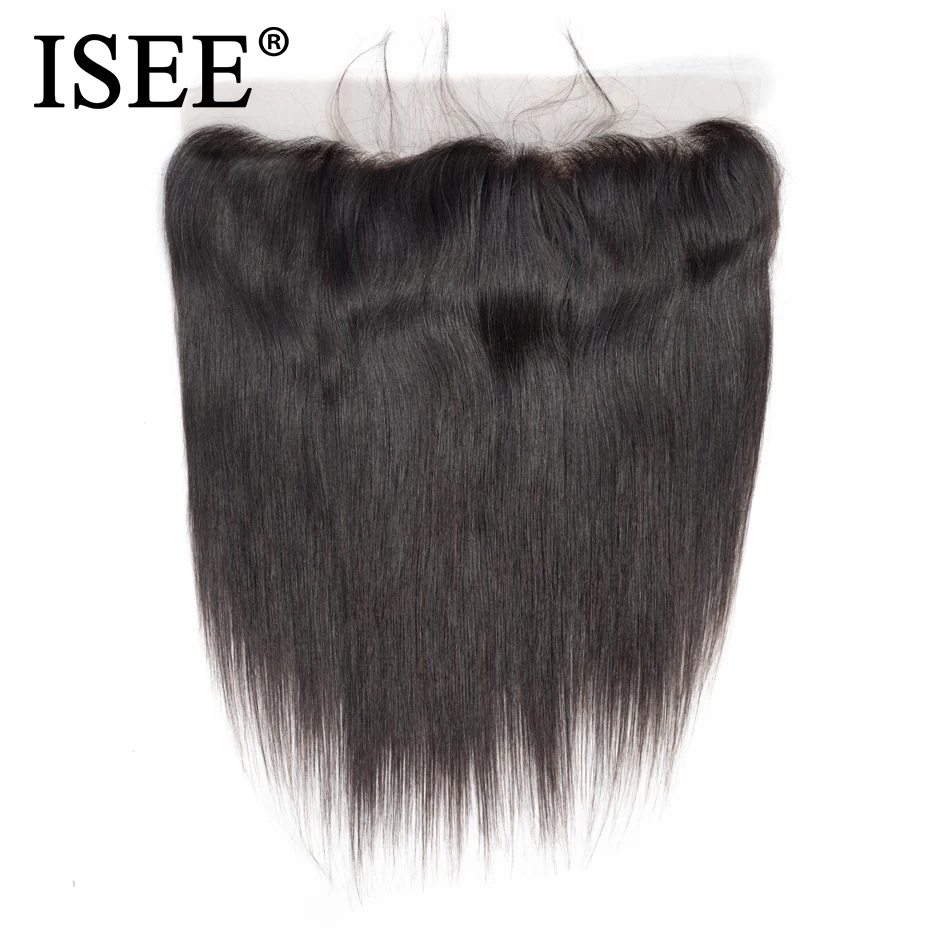 ISEE HAIR Brazilian Straight Lace Frontal Closure 13*4 Ear to Ear Free Part Frontal 130% Destiny Remy Hair can be dyed