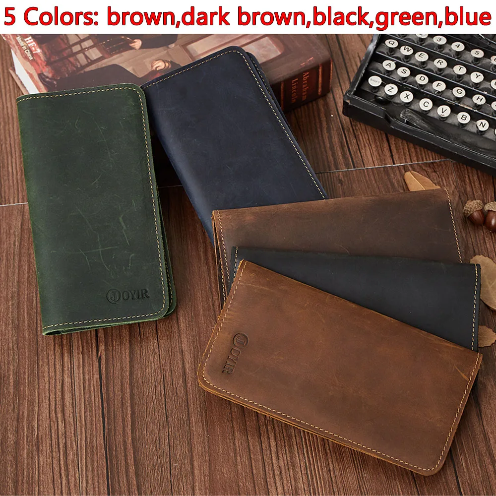 JOYIR Men Genuine Leather Wallet Men Wallets Card Holder Vintage Long Male Clutch Coin Purse Portomonee Carteira Hombre Perse 43