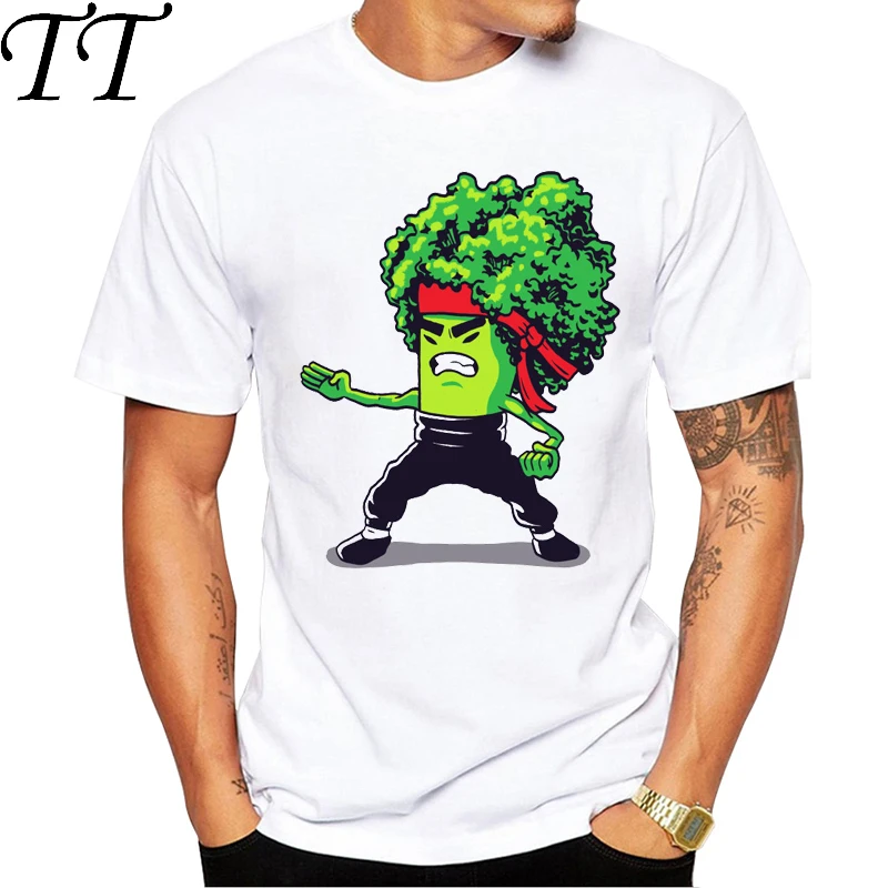 2019 Hot Tops New Fashion Printed Broccoli men T shirts Summer Short Sleeve T-shirt men White T-Shirts funny design