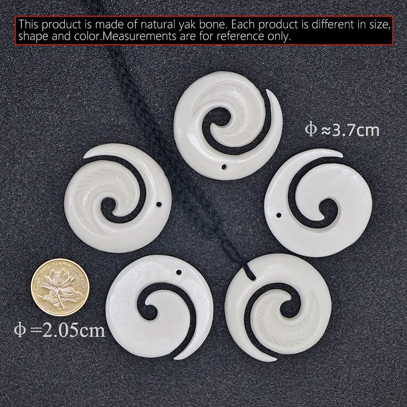 GX018 New Zealand Maori yak bone Koru pendant handmade jewelry Primitive tribes totem amulet Carving decorative pattern pendant