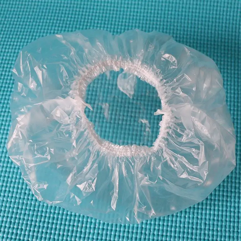 10 pcs/lot Disposable Shower Caps Hat Bathing Caps Hotel One-Off Elastic Shower Cap Clear Hair Salon Bathroom Products Bath Caps