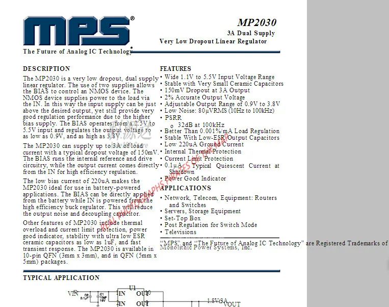 5 قطعة/الوحدة MP2030DQ-LF-P QFN-10 MP2030DQ MP2030 7D في الأسهم