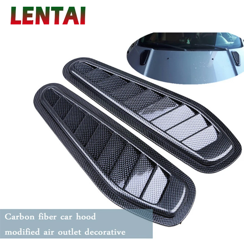 LENTAI 1Set Carbon Fiber Car Air Flow Vent Intake Hood Scoop Vent Bonnet Cover For Honda Civic Accord Fit Subaru Impreza Nissan