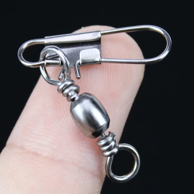 20PCS/Lot Fishing Connector Pin Bearing Rolling Swivel Stainless Steel with Snap Fishhook Lure Tackle Accessorie