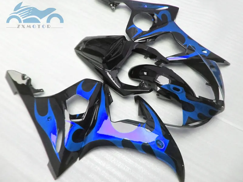 

ABS plastic motorcycle fairings kit for YAMAHA R6 YZFR6 2003-2005 YZF R6 03-05 aftermarket fairing kits black blue flames DF54