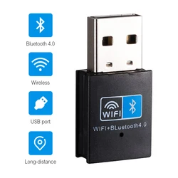 Adaptador USB wifi Bluetooth V4.0, tarjeta de red inalámbrica, transmisor de antena wifi para PC, receptor de Internet LAN 802.11b/n/g TEROW