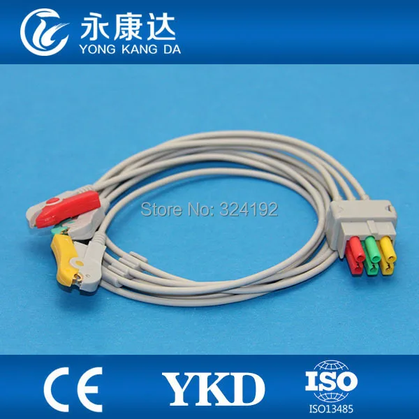 

Free shipping FOR Datex-Ohmeda Pro1001 Compatible ECG Lead Set 8001958 IEC/3-lead/clip ECG leadwires