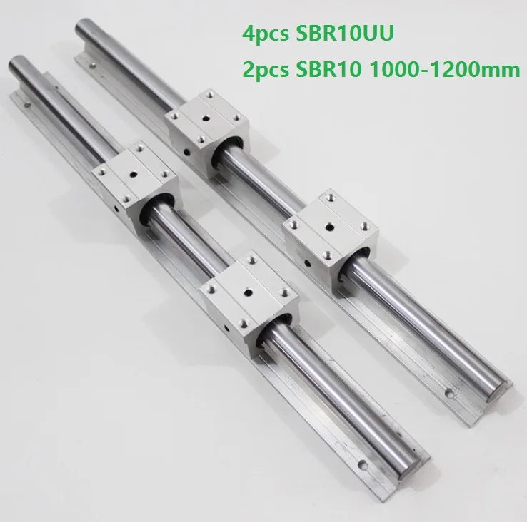 

2 шт. SBR10 L-1000mm/1100 мм/1200 мм опорный рельс линейная направляющая + 4 шт. SBR10UU блоки линейных подшипников для ЧПУ частей маршрутизатора