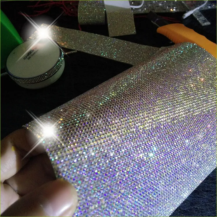 24*20cm Rhinestone Trim SS6 2mm Glass Hot Fix Applique Wedding Decoration Strass Crystal Transfer Sheet Clothes DIY Accessories