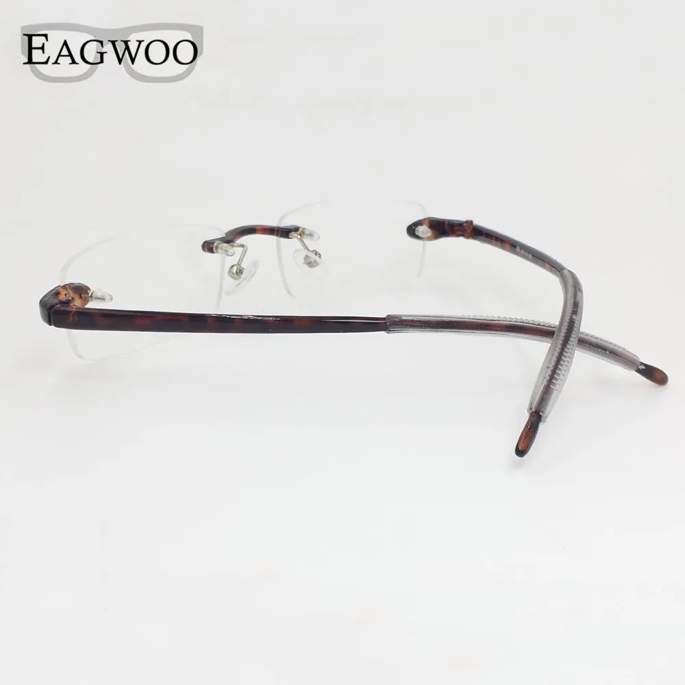 EAGWOO Plastic TR Eyeglasses Rimless Optical Glasses Men Women Plain Spectacles Reading Myopia Vision Glasses Frame Shadow 082