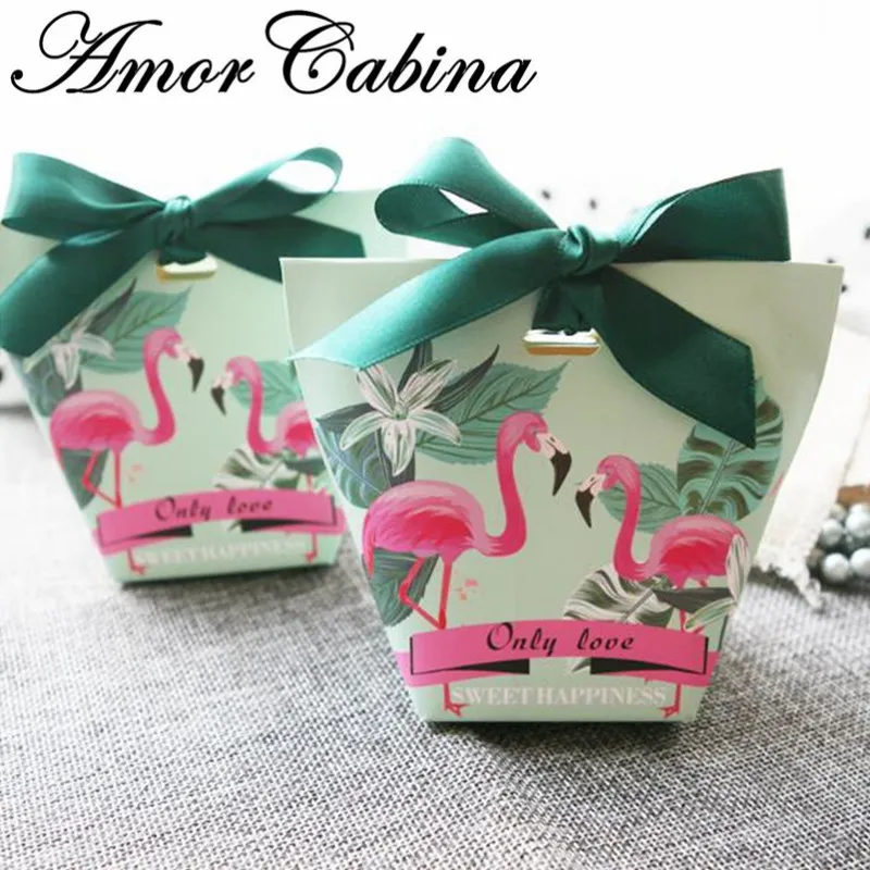 30pcs European small fresh forest leafy flamingo romantic wedding like candy box party gift box chocolate box candy bag