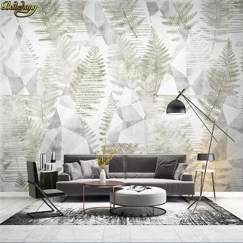 beibehang Custom wallpaper mural Nordic tropical plants abstract geometric lines TV background wall papers home decor