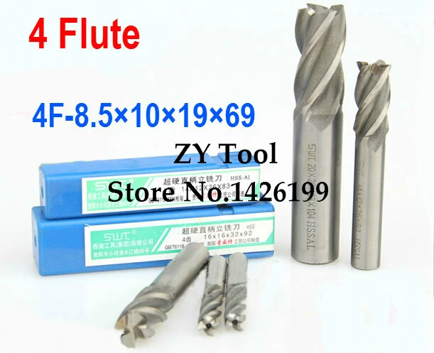 Free shipping 5pcs 8.5mm 4 Flute HSS & Extended Aluminium End Mill Cutter CNC Bit Milling Machinery tools Cutting tools.