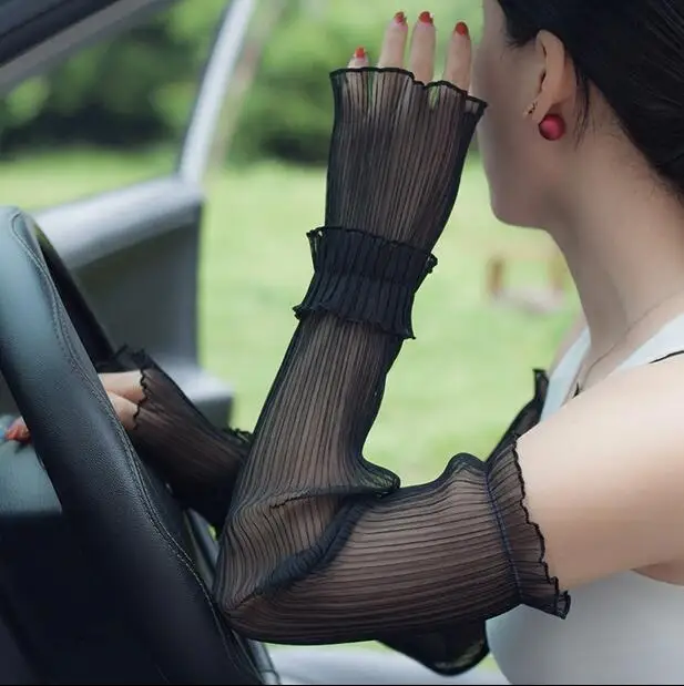 

Women's spring and summer thin long driving gloves lady's summer sunscreen glove sexy lace glove R359