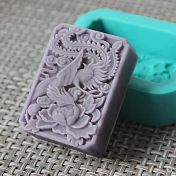 

New DIY handmade soap soap oil soap silicone mold rectangular Fengming spring phoenix decorative mold