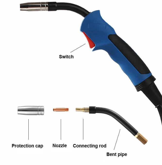 15AK Torch 180A MIG MAG Torch European Style Welding Gun 3M Air-cooled Euro Connector Professional for MIG MAG Welding Machine