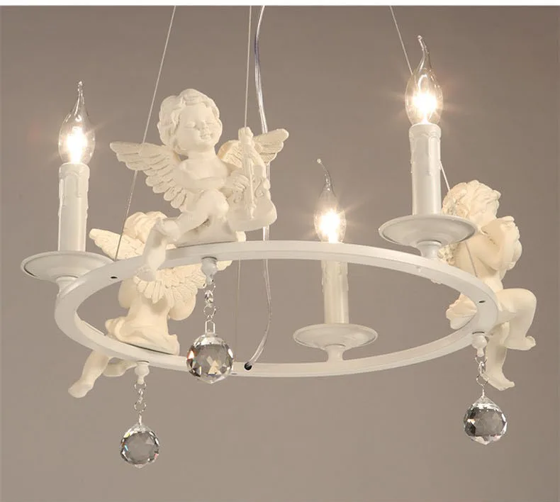 Modern Lamps lustre Lighting Led Pendant Creative Crystal Chandeliers With The Angel For Living Room Light