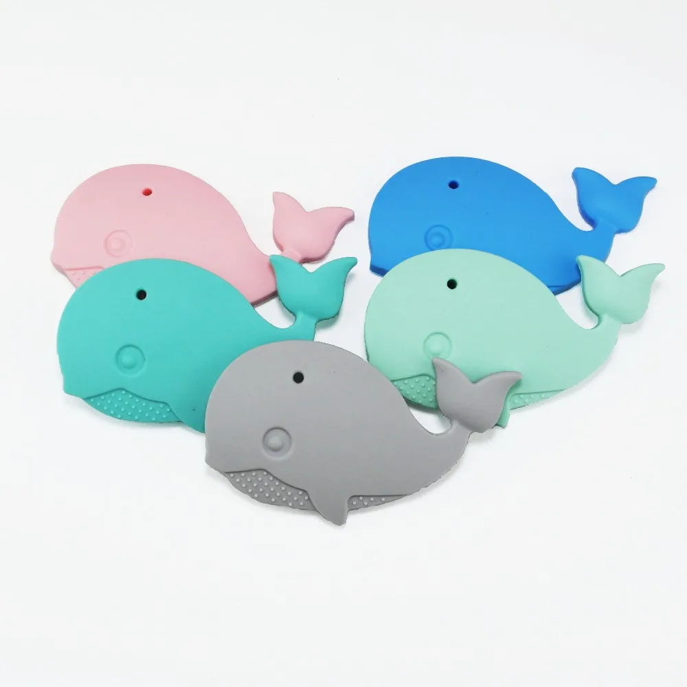 Silicone Whale Teether Pacifier BPA Free Food Grade Dummy Chewable 10pcs DIY Pendant Nursing Necklace Teething Toys baby