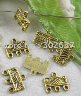 

FREE SHIPPING 360pcs Antiqued gold rectangle 3-to-1 links 12mm A20G