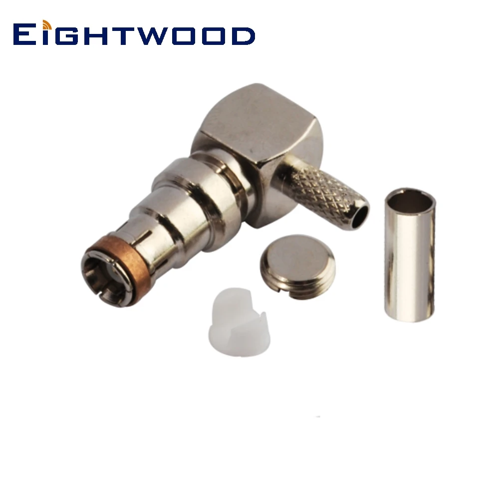 Eightwood 5PCS SMB Plug Male RF Coaxial Connector Right Angle Attachment Crimp RG316 RG174 LMR-100 Cable Adapter for GPS Antenna