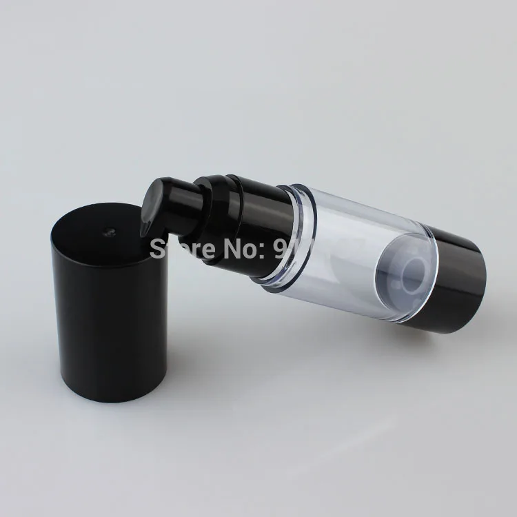 Pompa per bottiglia Airless in plastica cosmetica nera da 30ml per crema e bottiglia di plastica per siero Airless rotonda nera da 30ml con pompa