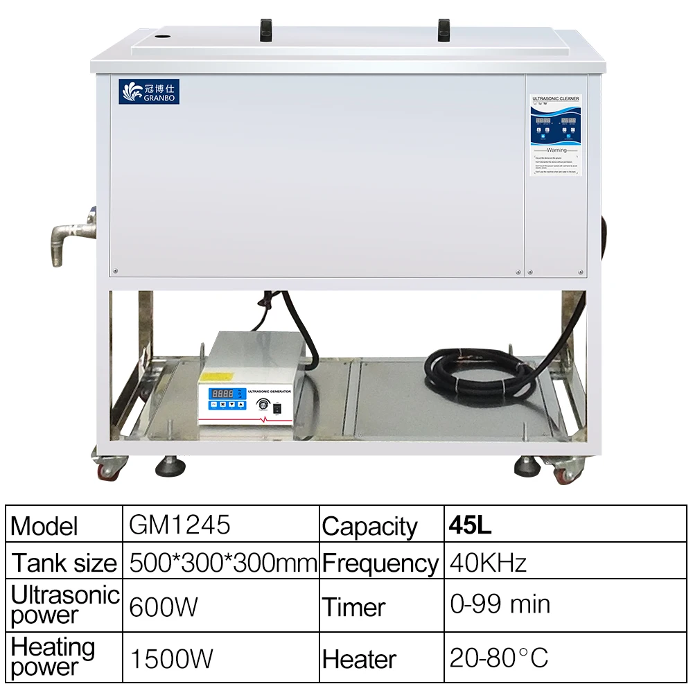 Granbo 45L Industrial Ultrasonic Cleaner With CE/ROHS/FCC For Various Spare Parts Degreasing/Derusting/ Removing Oil Rust Carbon