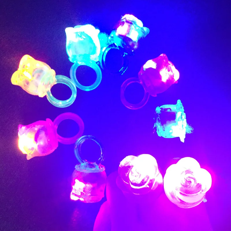 Fashion Led Clothes Woman Girl Boy Man Led Flashing Light Rose Rings Jelly Finger Birthday Wedding Halloween Glow Party Supply