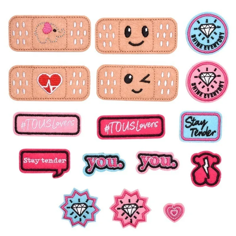 Cartoon Band-aid DIY Badge Patches Clothing Cute Patch Fabric Sewing Diamond Embroidered Applique Jacket Jeans Clothing Badges